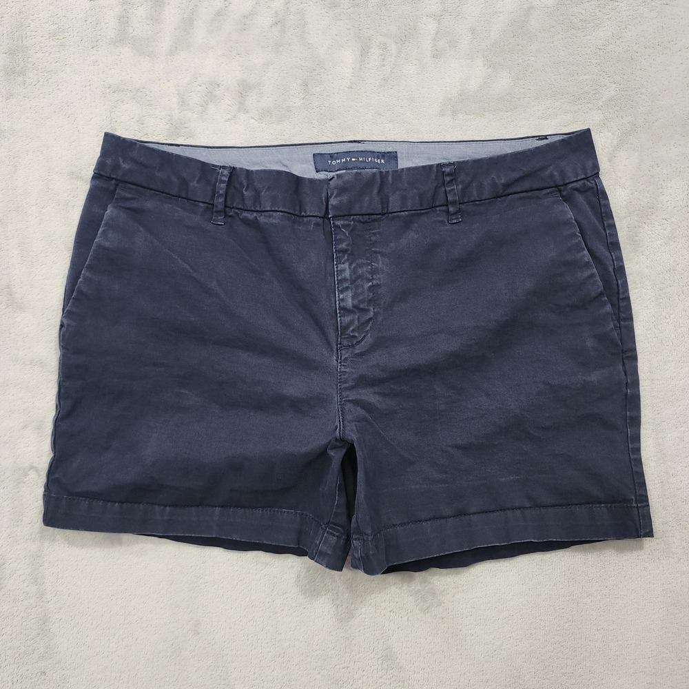 Tommy Hilfiger Shorts Womens 10 Blue Chino Stretch Flat Front Casual Summer